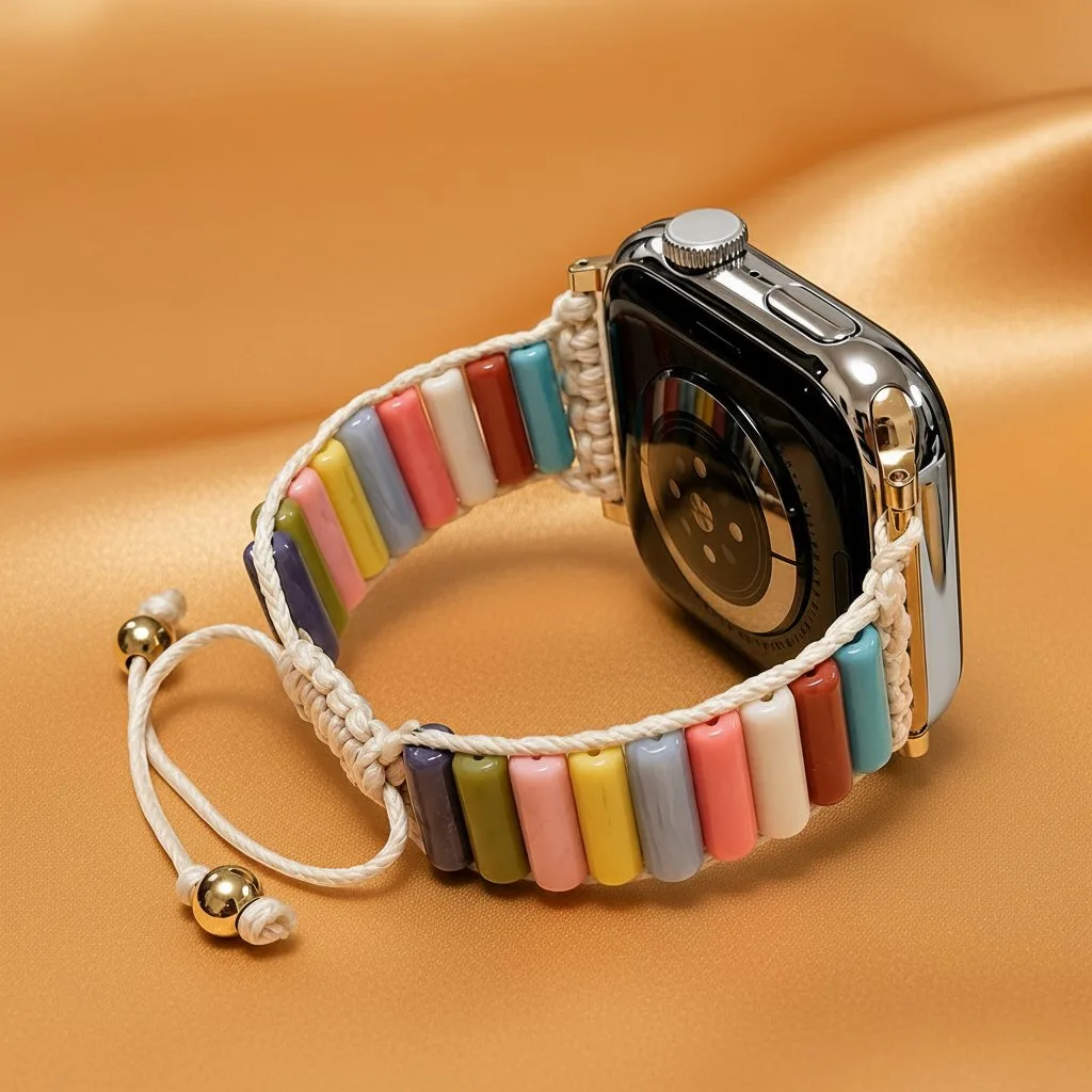 Colorful Beaded Drawstring Smartwatch Band