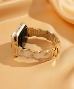 White Enamel Floral Smartwatch Band