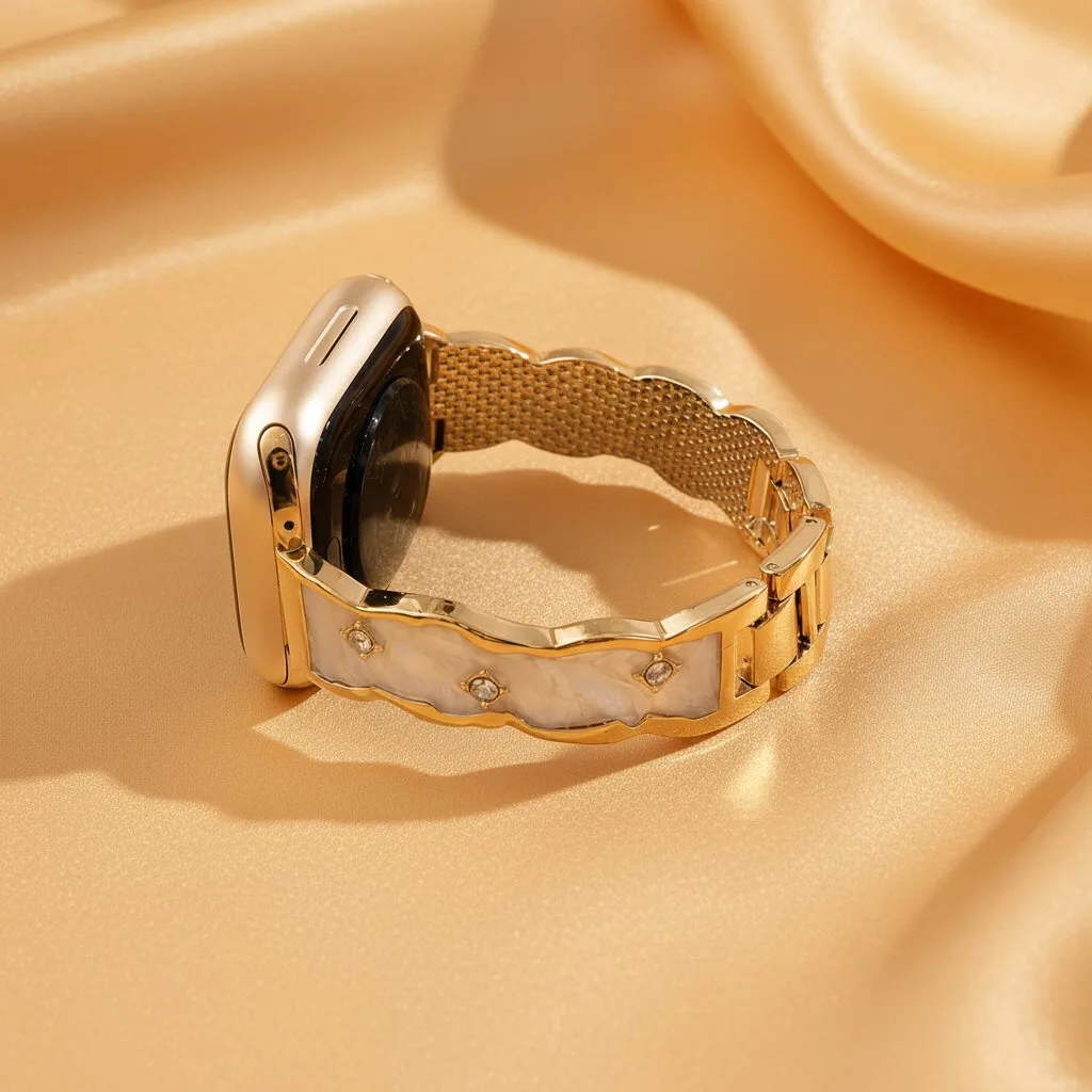 White Enamel Floral Smartwatch Band